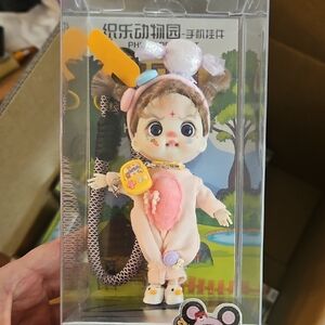 Cute Pink Heart Plush Doll Keychain for Kids